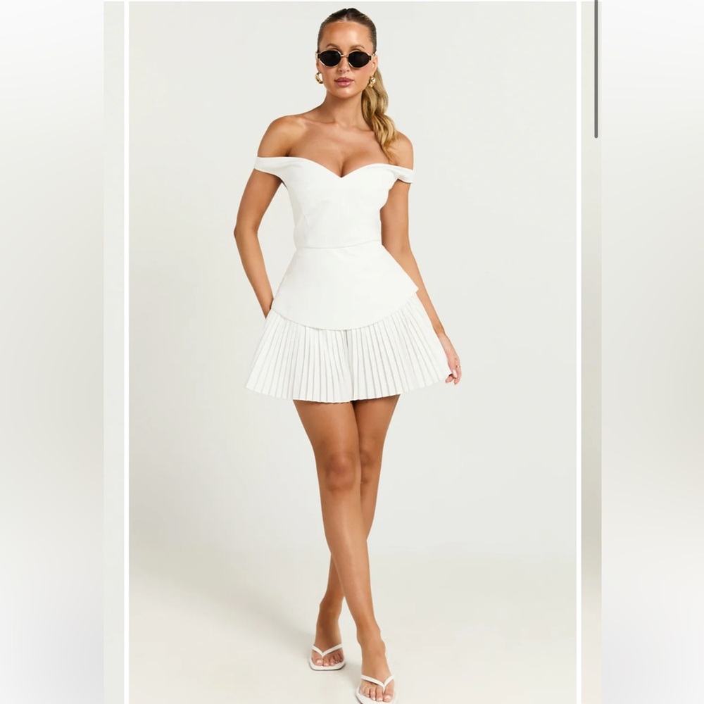 Odd Muse Off Shoulder Pleated Mini Dress